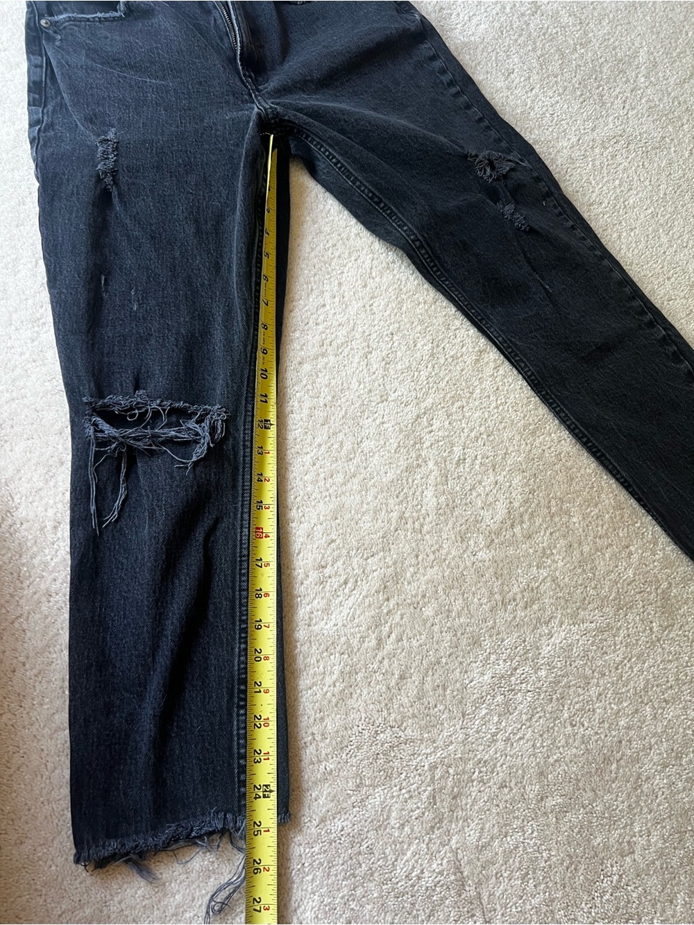 Abercrombie The Mom High Rise Curve Love Cropped Distressed Jeans - Picture 3 of 9